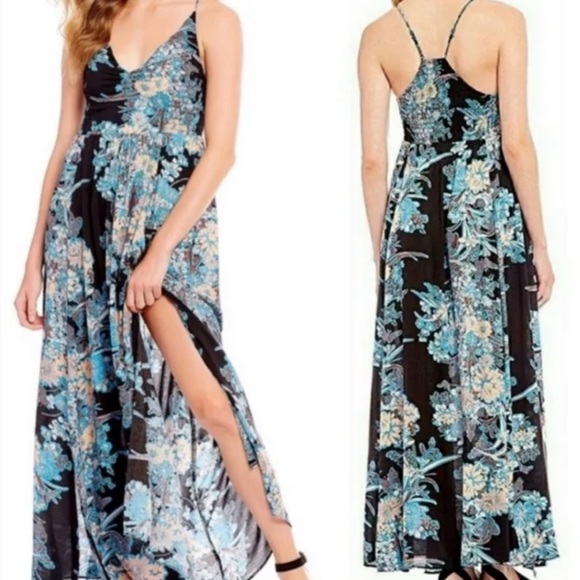 Intimately Free People women’s Black Through The Vines Floral Maxi Dress SzXS - Picture 1 of 4